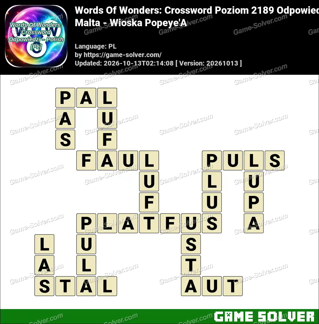 Words Of Wonders: Crossword Poziom 2189 Odpowiedzi – Malta – Wioska Popeye’A